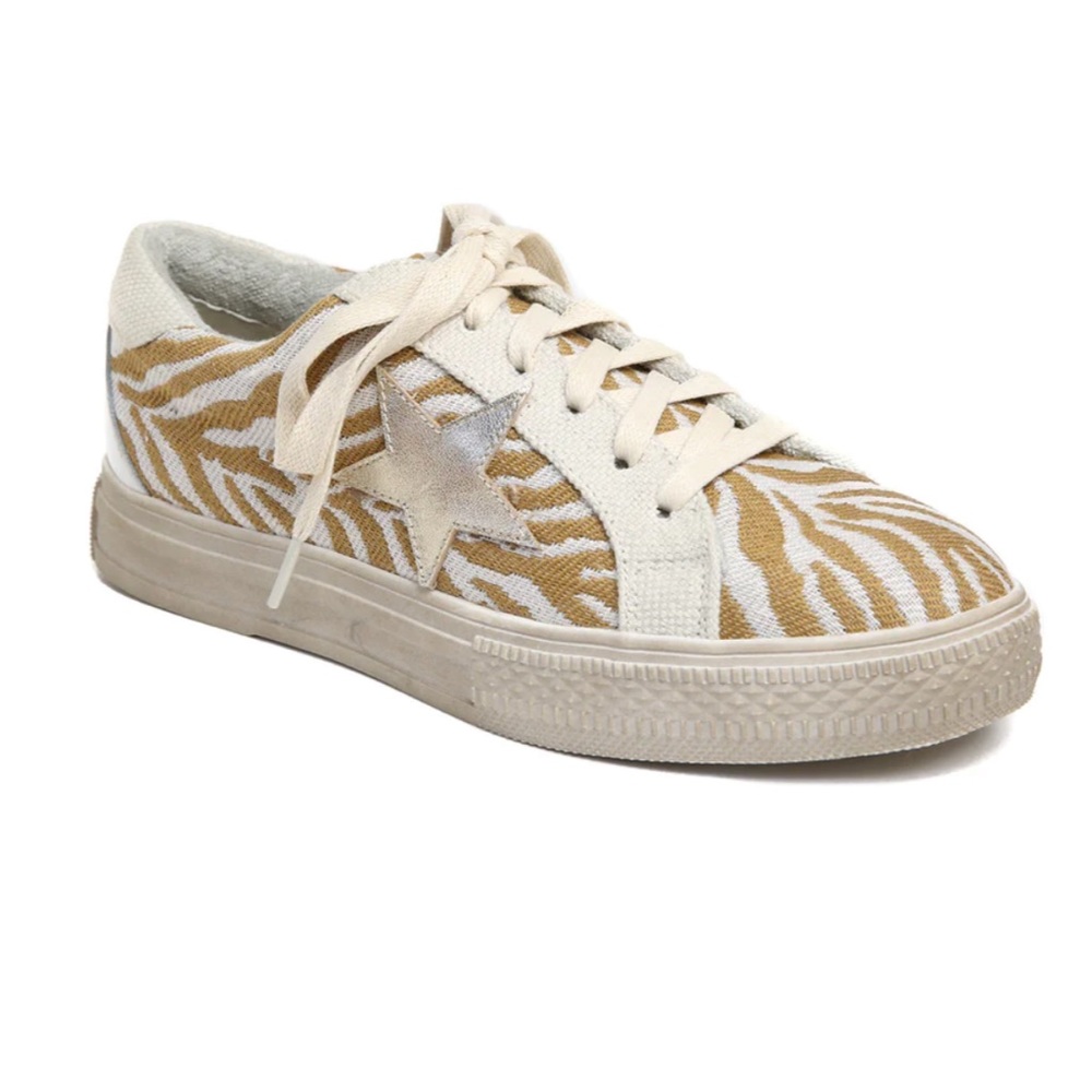 Band of Gypsies Gold Zebra Star Canvas Sneakers